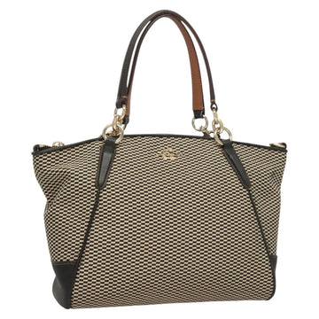 Coach Hand Bag Canvas Black Gold Auth bs26964