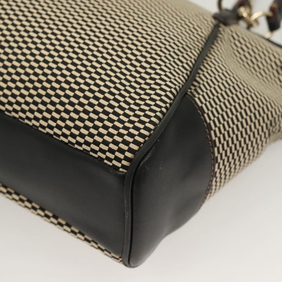 Coach Hand Bag Canvas Black Gold Auth bs26964