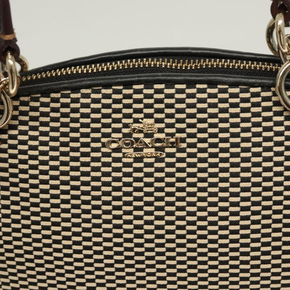 Coach Hand Bag Canvas Black Gold Auth bs26964