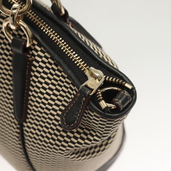 Coach Hand Bag Canvas Black Gold Auth bs26964