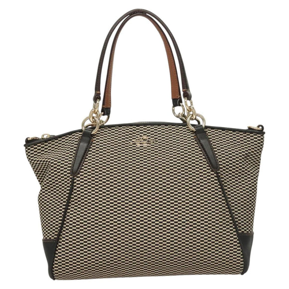 Coach Hand Bag Canvas Black Gold Auth bs26964