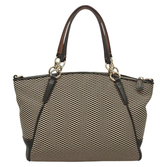 Coach Hand Bag Canvas Black Gold Auth bs26964