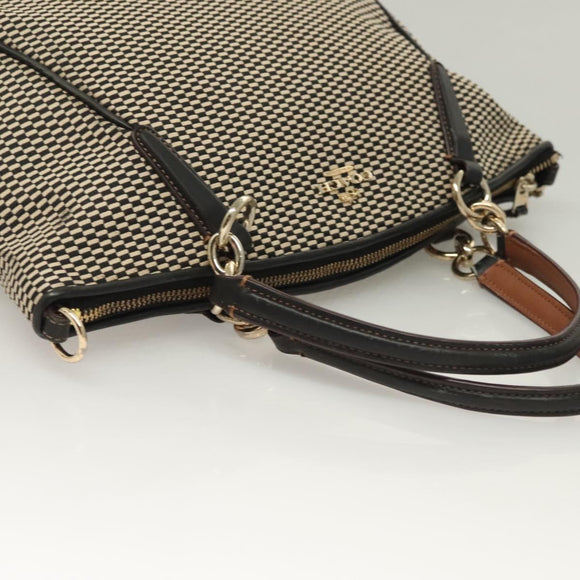 Coach Hand Bag Canvas Black Gold Auth bs26964