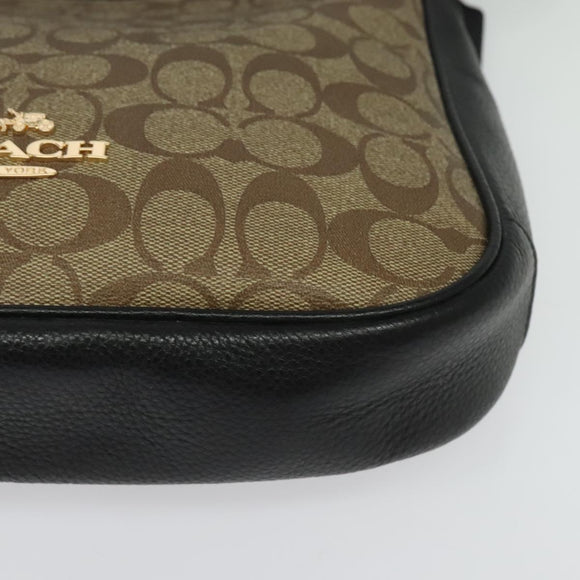 Coach Signature Shoulder Bag PVC Beige Gold Auth bs26966