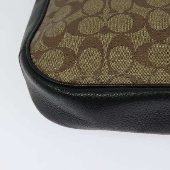 Coach Signature Shoulder Bag PVC Beige Gold Auth bs26966