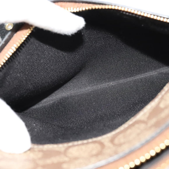 Coach Signature Shoulder Bag PVC Beige Gold Auth bs26966