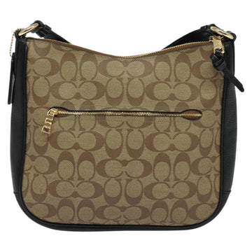 Coach Signature Shoulder Bag PVC Beige Gold Auth bs26966 - 0