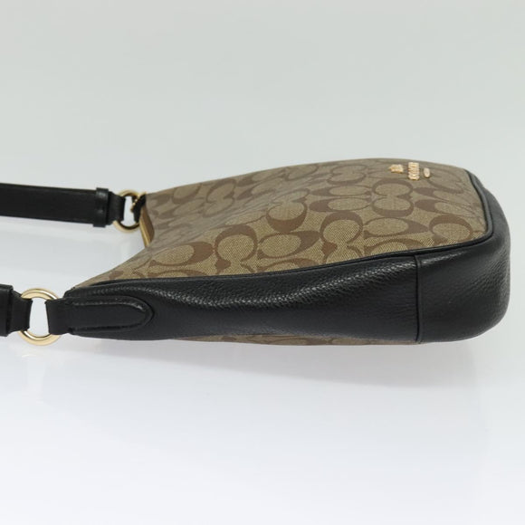 Coach Signature Shoulder Bag PVC Beige Gold Auth bs26966