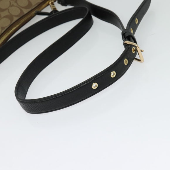 Coach Signature Shoulder Bag PVC Beige Gold Auth bs26966