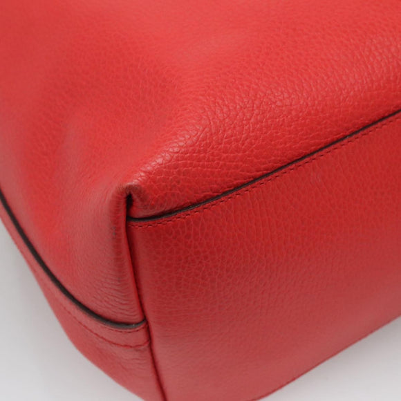 GUCCI Tote Bag Leather Outlet Red Gold 380118 Auth bs26981