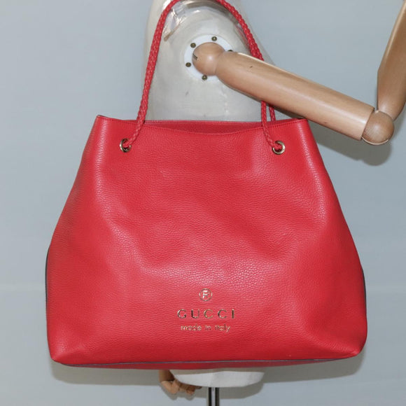 GUCCI Tote Bag Leather Outlet Red Gold 380118 Auth bs26981