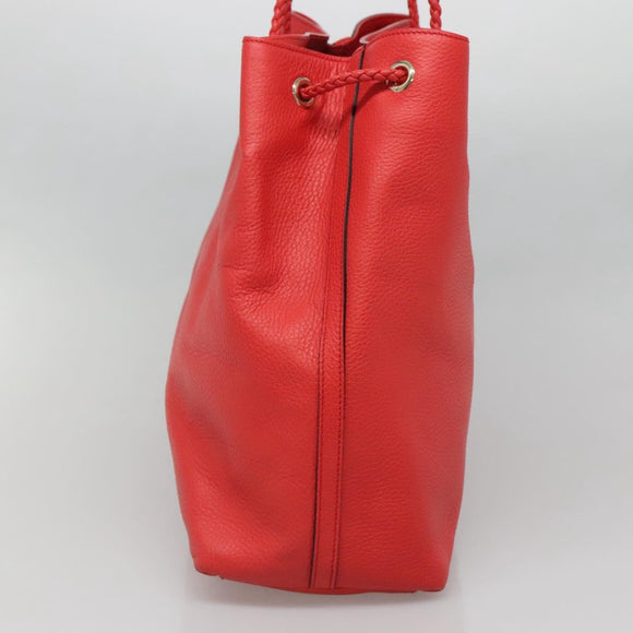 GUCCI Tote Bag Leather Outlet Red Gold 380118 Auth bs26981