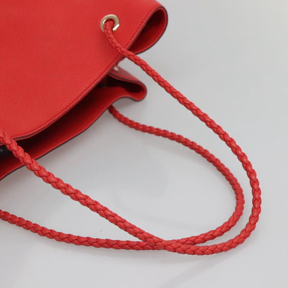 GUCCI Tote Bag Leather Outlet Red Gold 380118 Auth bs26981