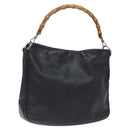 GUCCI Bamboo Shoulder Bag Leather Black Gold 001 1781 1638 Auth bs26983-1