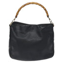 GUCCI Bamboo Shoulder Bag Leather Black Gold 001 1781 1638 Auth bs26983-13