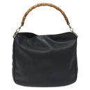 GUCCI Bamboo Shoulder Bag Leather Black Gold 001 1781 1638 Auth bs26983-2