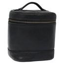 CHANEL Vanity Pouch Lamb Skin Black Gold CC Auth bs26985-1