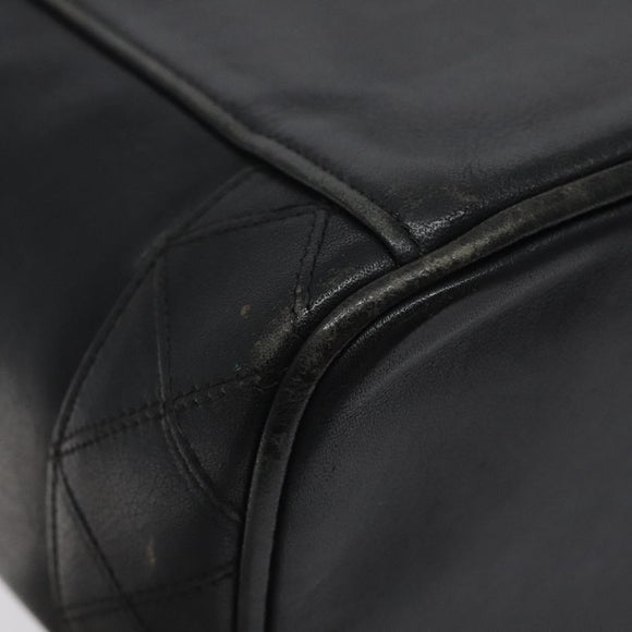 CHANEL Vanity Pouch Lamb Skin Black Gold CC Auth bs26985