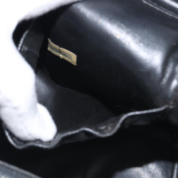 CHANEL Vanity Pouch Lamb Skin Black Gold CC Auth bs26985