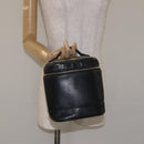 CHANEL Vanity Pouch Lamb Skin Black Gold CC Auth bs26985-23