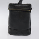 CHANEL Vanity Pouch Lamb Skin Black Gold CC Auth bs26985-4