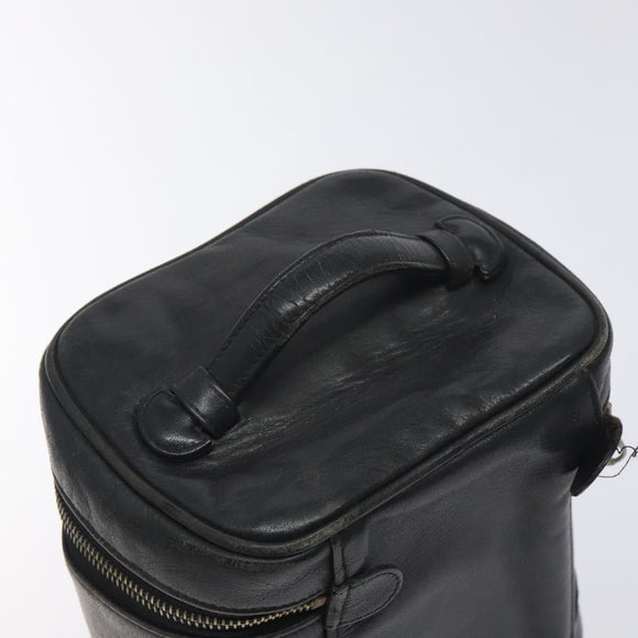 CHANEL Vanity Pouch Lamb Skin Black Gold CC Auth bs26985