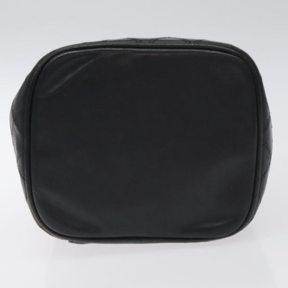 CHANEL Vanity Pouch Lamb Skin Black Gold CC Auth bs26985