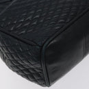 BALLY Hand Bag Leather Navy Gold Auth bs26990-14