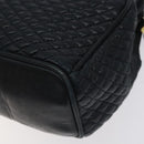 BALLY Hand Bag Leather Navy Gold Auth bs26990-15