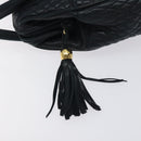 BALLY Hand Bag Leather Navy Gold Auth bs26990-10