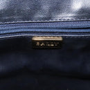 BALLY Hand Bag Leather Navy Gold Auth bs26990-18