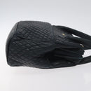 BALLY Hand Bag Leather Navy Gold Auth bs26990-3