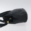 BALLY Hand Bag Leather Navy Gold Auth bs26990-4