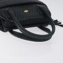 BALLY Hand Bag Leather Navy Gold Auth bs26990-7