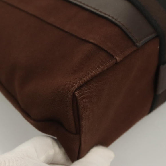 HERMES Trocha Horizontal Zonal MM Hand Bag Canvas Brown Black Auth bs26991