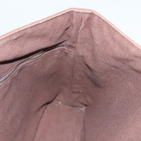 HERMES Trocha Horizontal Zonal MM Hand Bag Canvas Brown Black Auth bs26991