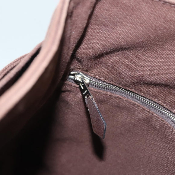 HERMES Trocha Horizontal Zonal MM Hand Bag Canvas Brown Black Auth bs26991