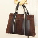 HERMES Trocha Horizontal Zonal MM Hand Bag Canvas Brown Black Auth bs26991-19