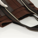HERMES Trocha Horizontal Zonal MM Hand Bag Canvas Brown Black Auth bs26991-6