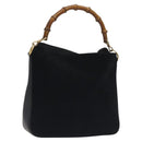 GUCCI Bamboo Hand Bag Suede Leather Black Gold 001 3444 1638 Auth bs27007-1
