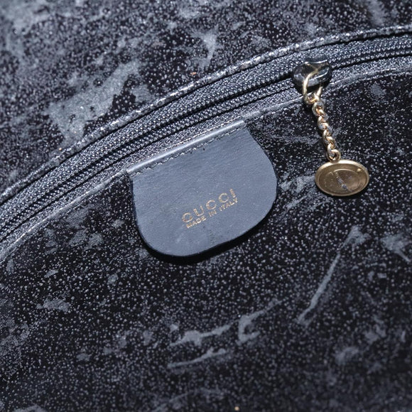 GUCCI Bamboo Hand Bag Suede Leather Black Gold 001 3444 1638 Auth bs27007