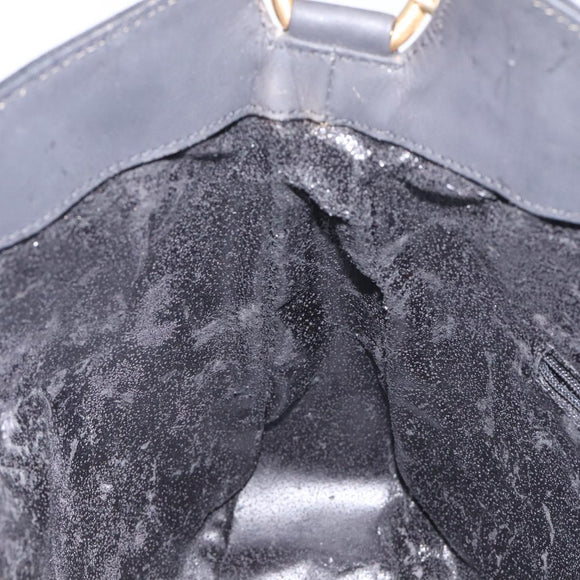 GUCCI Bamboo Hand Bag Suede Leather Black Gold 001 3444 1638 Auth bs27007