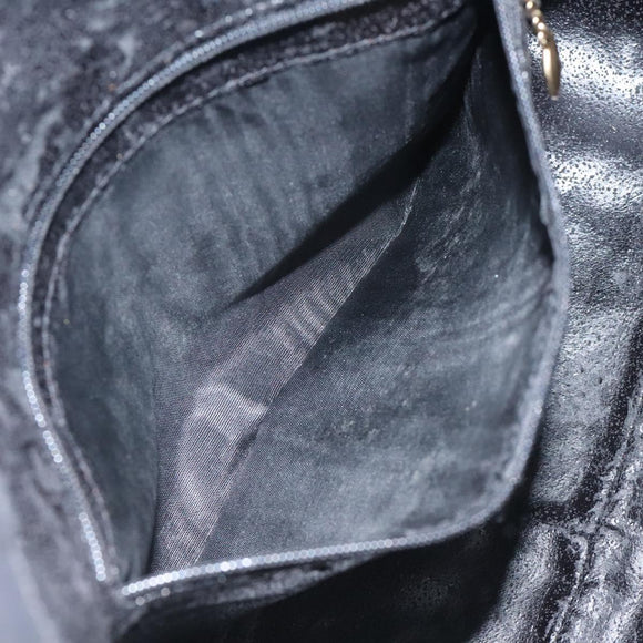 GUCCI Bamboo Hand Bag Suede Leather Black Gold 001 3444 1638 Auth bs27007