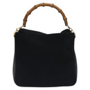 GUCCI Bamboo Hand Bag Suede Leather Black Gold 001 3444 1638 Auth bs27007-2