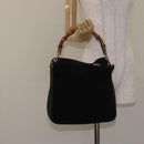 GUCCI Bamboo Hand Bag Suede Leather Black Gold 001 3444 1638 Auth bs27007-20