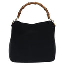 GUCCI Bamboo Hand Bag Suede Leather Black Gold 001 3444 1638 Auth bs27007-3