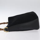 GUCCI Bamboo Hand Bag Suede Leather Black Gold 001 3444 1638 Auth bs27007-5