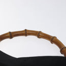 GUCCI Bamboo Hand Bag Suede Leather Black Gold 001 3444 1638 Auth bs27007-8
