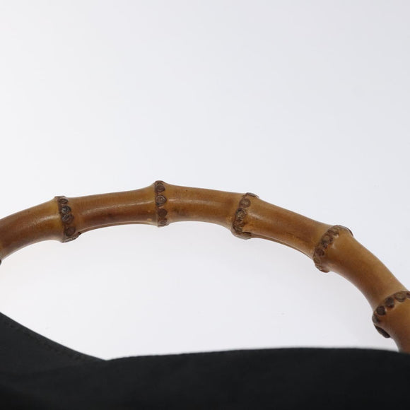 GUCCI Bamboo Hand Bag Suede Leather Black Gold 001 3444 1638 Auth bs27007