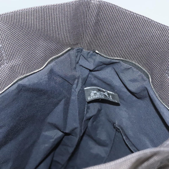 HERMES Her Line Kabas Tote Bag Canvas Gray Silver Auth bs27028